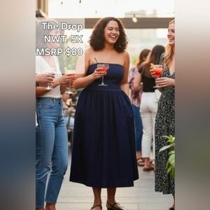 The Drop Women’s Hellen Strapless Maxi Dress Navy 5X NWT $79